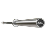 A black chrome weightlifting bar with the brand name 'GYMLECO' displayed on the handle.