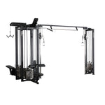 Gym machine with multiple attachments on a white background